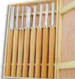 VOLTZ 8 Pcs VZ-CS Chisel Sets Wood Lathe Chisel Set, Wood Turning Tools HSS Blades and Quality Wood Handle, Woodworking Lathe Chisel Set With Wooden Case for Beginners to Intermediate Artisans