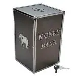 DECORIZE Wooden Modern Money Bank, Large Size Piggy Bank Wooden 8 x 5 inch (Grey)