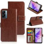 Tingtong Premium Leather Back Cover for Oppo A77 Wallet Case Flip Cover | Pockets & Built in Stand | Designer Finish | Magnet Closure | (Brown)