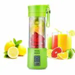 Fredene Portable Juice Maker Blender, Grinder, Mixer, Mini travel fruit juicer, Wireless Rechargeable usb Bottle 380ml with 6 Blades, also can be used as power bank 2000mah (green)