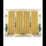 PARDA SANSAR Polyresin Solid Plain Eyelet Door Curtains, 7 Feet, Gold, Pack of 4