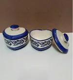 Caffeine Blue Ceramic Serving Bowl (Set Of 2)