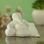 CRAFTAM Polyresin White Ganesh Idols for Car Dashboard With Double Side Stick Tape 7x3x5 CM