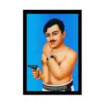Dharvika Innovations Synthetic Chandra Shekhar Azad Frame Painting Home Decorative Gift Item With Frame, 14 X 20 Inch