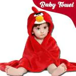 Pandaoriginals Angry Bird Red Microfiber Bath Towel for Baby Girls (30 x 32 inch)
