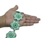 Craftlove Green Flower Patch Border Lace 9.2 Yards 8.5 Meters