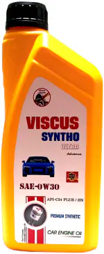 VISCUS SYNTHO 0W30 SN/CI4 PLUS Premium Synthetic BS-6 Engine Oil (1L) for Diesel/Petrol/CNG Car, Jeep, SUVS etc.