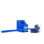 KLAP Double-Side Hockey Shape Toilet Cleaner Brush with Holder Stand | Toilet Cleaning Brush for Western and Indian Toilet | Bathroom Brush for Toilet Cleaning (Blue, Pack of 1)