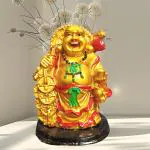 JRG Laughing Buddha for Money, Wealth and Good Luck Idol Statue (9 cms x 8 cms x 13 cms)