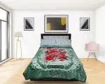 RIAN Blanket 2kg All-Weather Floral Printed Reversible Single Bed AC Blanket Light Weight Blanket Rose Green