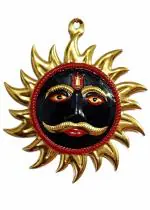 FLAIMYST Brass Metal Surya Face Wall Hanging Nazar Battu for Home & Offices Entrance.(Evil Eyes Protection)- 4 Inch