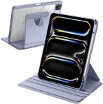 ProElite Rotating Case for Apple iPad Pro 13 inch 2024 M4 with Pencil Holder, 360 Degree Rotation Protective Stand Cover Clear Back for iPad Pro 13 2024, Auto Wake/Sleep, Lavender