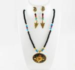 JAYA VISION ENTERPRISES Gemstone Black-Onex Beads with Fancy Pendant Necklace