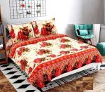 Homdazal Multicolor Floral Microfiber Flat 120 Tc Double Bedsheet With Pillow Covers (Pack Of 3)