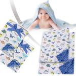 Babyhop Blue Dinosaur Plush Mink Baby Blanket For Newborn Infants