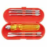 GIZMO Hand Tools, Screwdriver Set, 2pc Slotted, 1pc Poker & 2pc Phillips Screw Drivers Steel Magnetic With Nonslip Plastic Handle, Multipurpose Screwdriver Kit With 5 Blades And Tester Heavy Duty