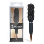 Majestique Flat Hair Brush - Wet & Dry, Detangling, Styling, Blow Drying, Shaping with Exclusive Crown Handle - Perfect for Travel, Men and Women - Black