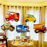AMFIN Transport theme birthday decoration / Bus foil balloon / School Bus Foil / Kids Decoration Items / Train Foil Balloon for Kids Party / Police Theme foil - Pack of 5