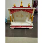 Lucky Art Beautiful Mdf Wooden Temple/Pooja Mandir For Home And Office/Wall Mounted Temple/Puja Stand(White Red - 18X9X22 Inches)