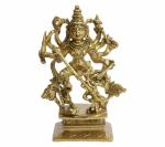 Kartique Durable Brass Maa Mahishasura Mardini Durga Avatar Shri Vihat Statue - 6 Inch