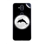 GADGETSWRAP Printed Vinyl Skin Sticker for Nokia 8.1 - Moon Dolphin