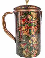 Rastogi Handicrafts Screen Printed Copper Pitcher 1.5 L