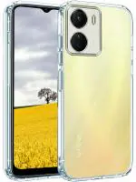Ramola Traders Back Cover Case for Vivo Y16 (Silicone Crystal Clear | Pure Camera Protection | Dust Plug for Charger and Headphone sockets | Shockproof Bumpers | Transparent)