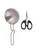 Urban Buy Aluminium Tadka Pan With Kitchen , Multipurpose Use Mini Scissor and Multicolour, Pack of 2