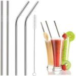 Paczo Silver Steel Straight Drinking Straw Pack of 5