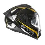 TVS Racing Hurricane Series Full Face Dual Visor Helmet for Men | Premium Bike Helmets with ABS Shell, UV Paint | Quick Release System | Aerodynamic Design | ECE, DOT & ISI Certified (Yellow/XXL)