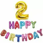 Acril Multicolor Happy Birthday With 2 no. Letter Balloon