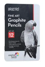 Brustro Artists Fineart Graphite Pencil Set of 12 (10B-2H) with Elegant Tin Box