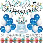 Zyozique 43 Pcs -I Got My First Tooth Decoration/My First Tooth Decoration/-Colour Blue (Blue)