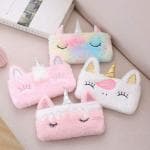 Paper Bear Attractive fur unicorn mini pouch