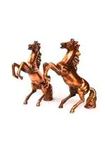 Deccani Handicrafts - Jumping Horses Idol (Pair)- Copper Oxidized