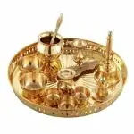 GoldGiftIdeas Gold Brass Pooja Thali Set