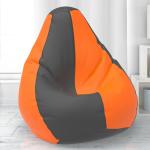 Biggie Bean Bag - Size : 2XL - Teardrop Bean Bags - Designed by : ScottyTravis London - Color: Dark Grey Orange - Bean Bag Cover - Best Bean Bag for Living Room - Luxury Bean Bag - Lounge Chair Latest Bean Bag