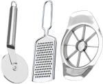 Niyara Enterprise Premium quality kitchen tool set Stainless steel Pizza cutter, Apple cutter and Grater combo Kitchen Tool Set (Multicolor)