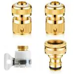 Hasthip Gold Metal Small Universal Tap Connector, Pipe Connector For Tap, Garden Hose Quick Connectors (Pack Of 4)