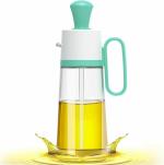 Wolblix 2 in1 Olive Oil Dispenser Bottle for Kitchen with Brush and Straw Cleaner. Pour, Drizzle or Brush Vinegar, Soy and Cooking Oil Container. 18.6oz Glass Oil Cruet/Leakproof Spout