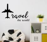 Lanstick Vinyl Black Travel The World Self Adhesive Wall Sticker24 inch