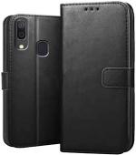 Clickaway Leather Finish Flip Cover for Samsung Galaxy A20 A30 M10S Inside Pockets & Inbuilt Stand Wallet Style Back Case Magnet Closure (Black)