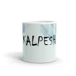 Rish Kalpesh Name Theme Printed Light Blue Ceramic Coffee Mug, 350 Ml