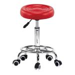 TRENDS FURNISHERS Adjustable Rolling Swivel Doctors/Bar/Steel Base/Clinic Stool(Red Pre-assembled) Hospital Food Stool (Steel)