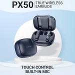Maxx Newly Launched PX50True Wireless Earbuds with Quick Connect,Upto 40Hrs Playtime,ASAP Charge 10 Min Use 180 Mins,Clear Calls with ENC & Quad Mic,IPX5,13mm Drivers, BT v5.3 (Blue)
