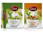 GTEE Green Tea Bags - Regular & Green Tea Bags - Cinnamon & Cardamom, 25 Tea bags (Pack of 2)
