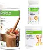 Herbalife Nutrition Formula -1 Shake Chocolate With Protein Powder And Afresh Peach Flavor Plant-Based Protein (Set Of 3)