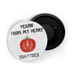 Dhcrafts White Metal Vegan From My Heart Tomatoes Printed Fridge Magnet, 5.8 Cm