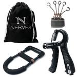 NERVES Adjustable Hand Gripper Set of 3 with Counter Finger Gripster & Wrist Exercise Equipment for Forearms Workout Equipment Forearm Strengthener Tool Gym & Grip Tool Kit Hand Gripper (BLACK)