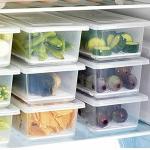 Xentino plastic Fridge Storage Boxes, Fridge Organizer Case With Removable Drain Plate Stackable Fridge Storage Containers Keep Fresh For Storing Fish, Meat, Vegetables (1500ML) (Pack of 6)